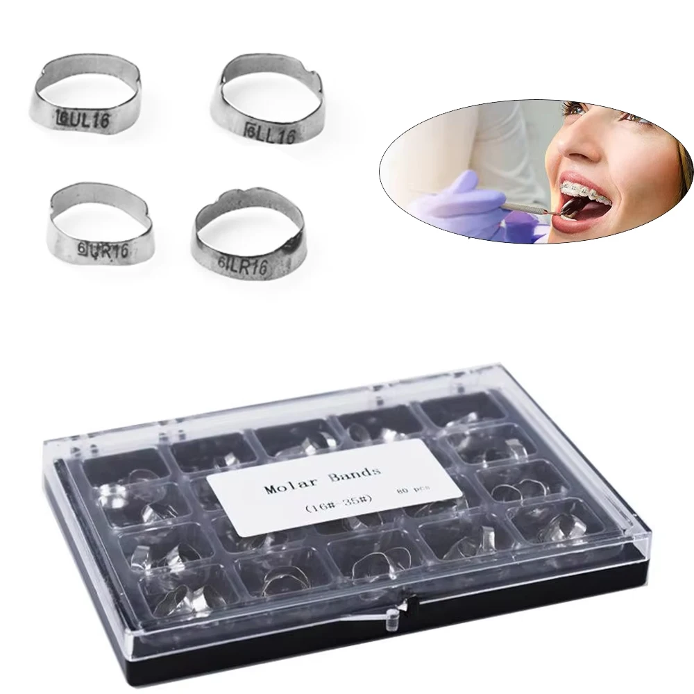 80Pcs Orthodontic Molar Bands MBT/ROTH 16#-35# Dentals Arch Wire Rings Straight Plain Band Orthodontics Tools