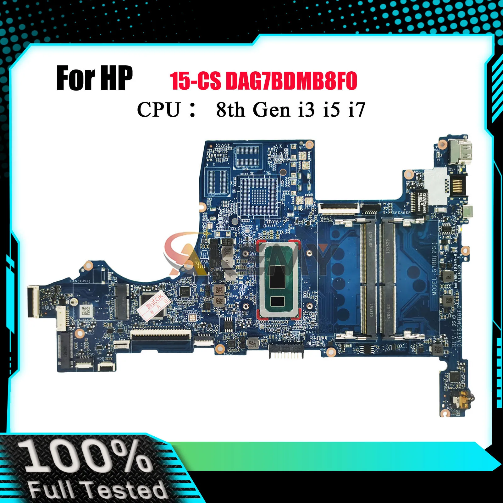 

DAG7BDMB8F0 для ноутбука HP Pavilion 15-CS 15T-CS, материнская плата L50261-601 L34169-601 с процессором i3 i5 i7 8-го поколения, 100% полностью протестировано