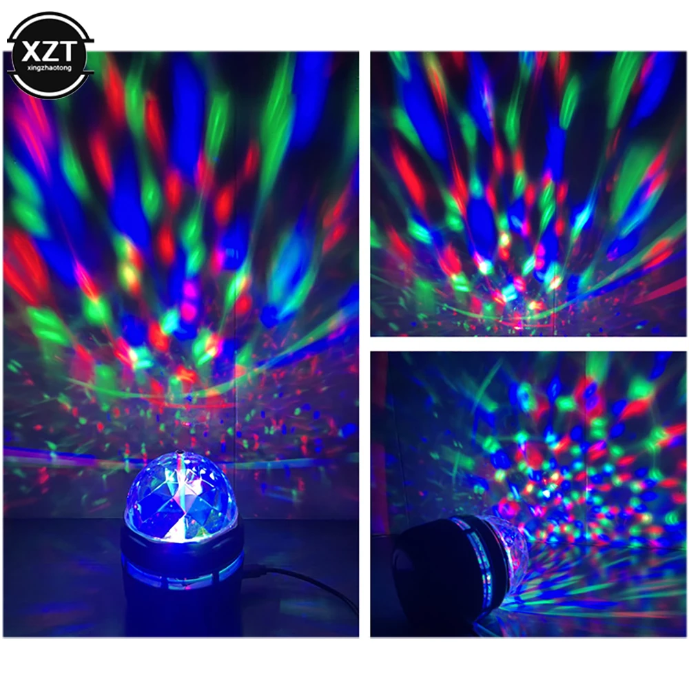 1pcs Star Projector Lamp USB Powered Colorful Rotating Magical Ball Light Car Atmosphere Lamp KTV Bar Disco DJ Party Stage Light