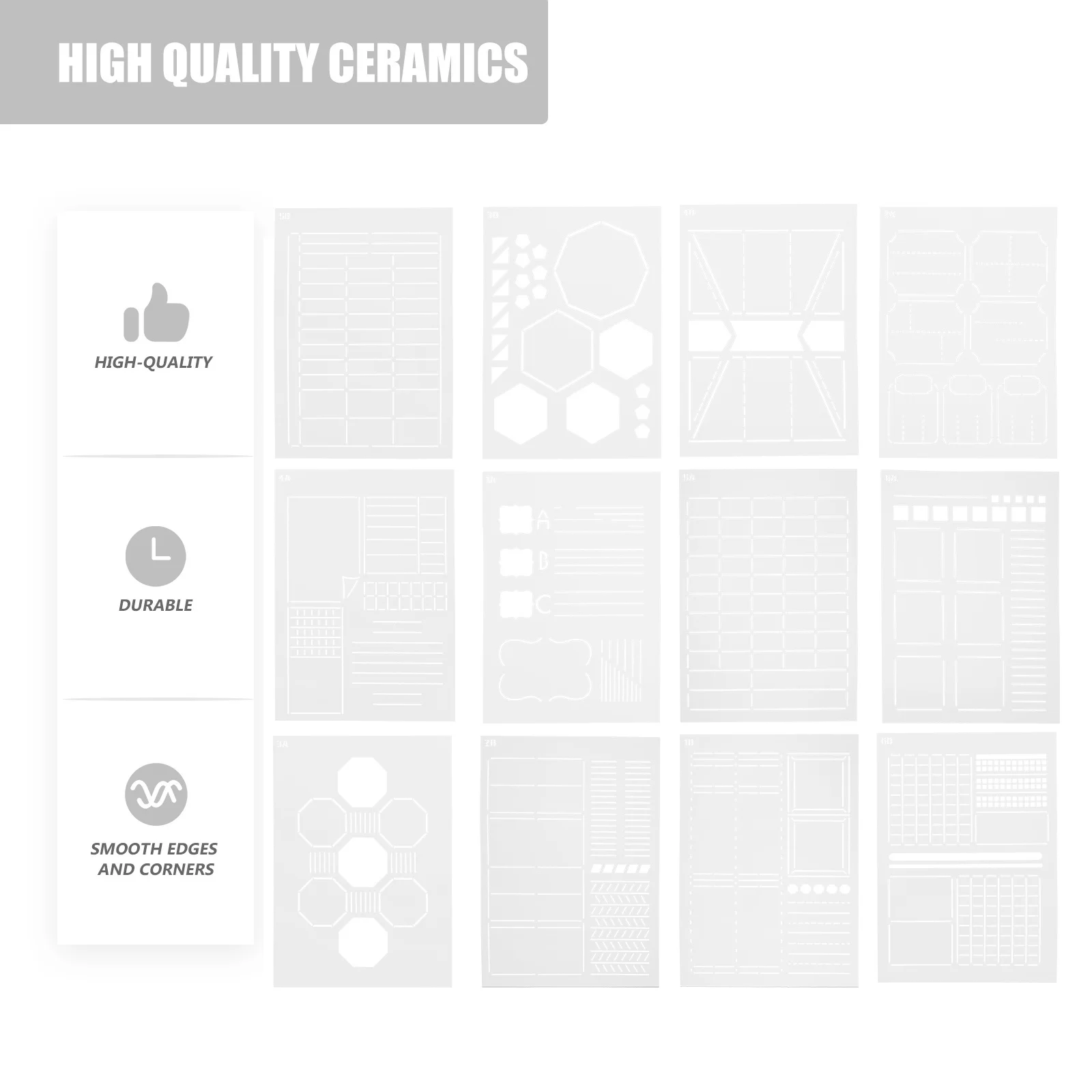 

12Pcs DIY Decorative Hollow Carving Stencils Durable Reusable Painting Templates for Scrapbook Drawing Craft Projects