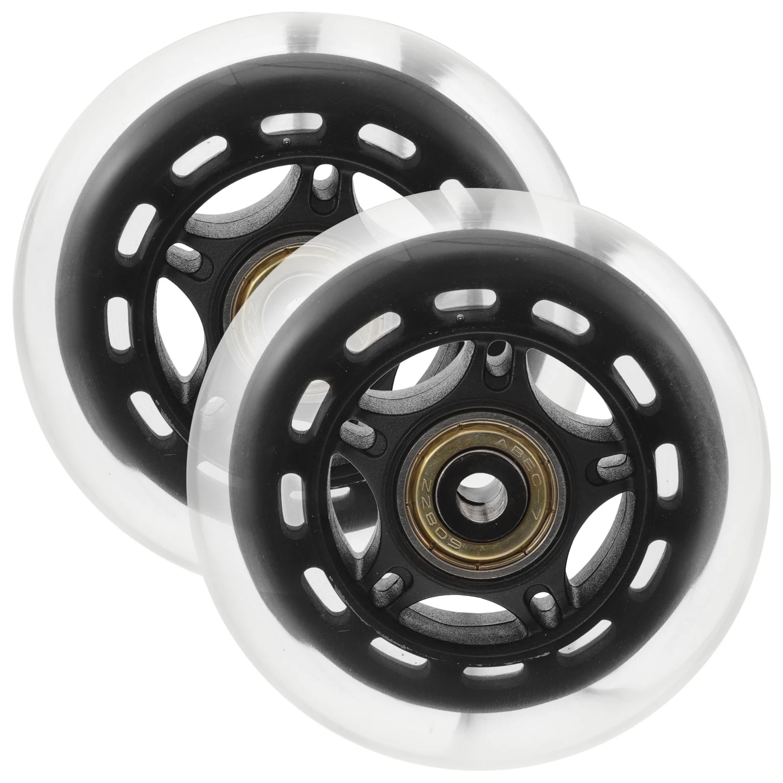 

2pcs 3Inch Pu Transparent Silent Wheel Roller Skate Wheels Replaceable Bearings Outdoor Wood Concrete Long Rotation