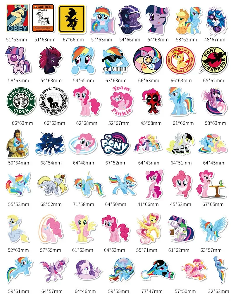�� 50 Stück My Little Pony Aufkleber, Niedliche Pinkie Pie und Rainbow Dash Sticker für Kinder, Laptop, Wasserflasche, Gepäck, DIY Scrapbook, Geschenk – Detail 1
