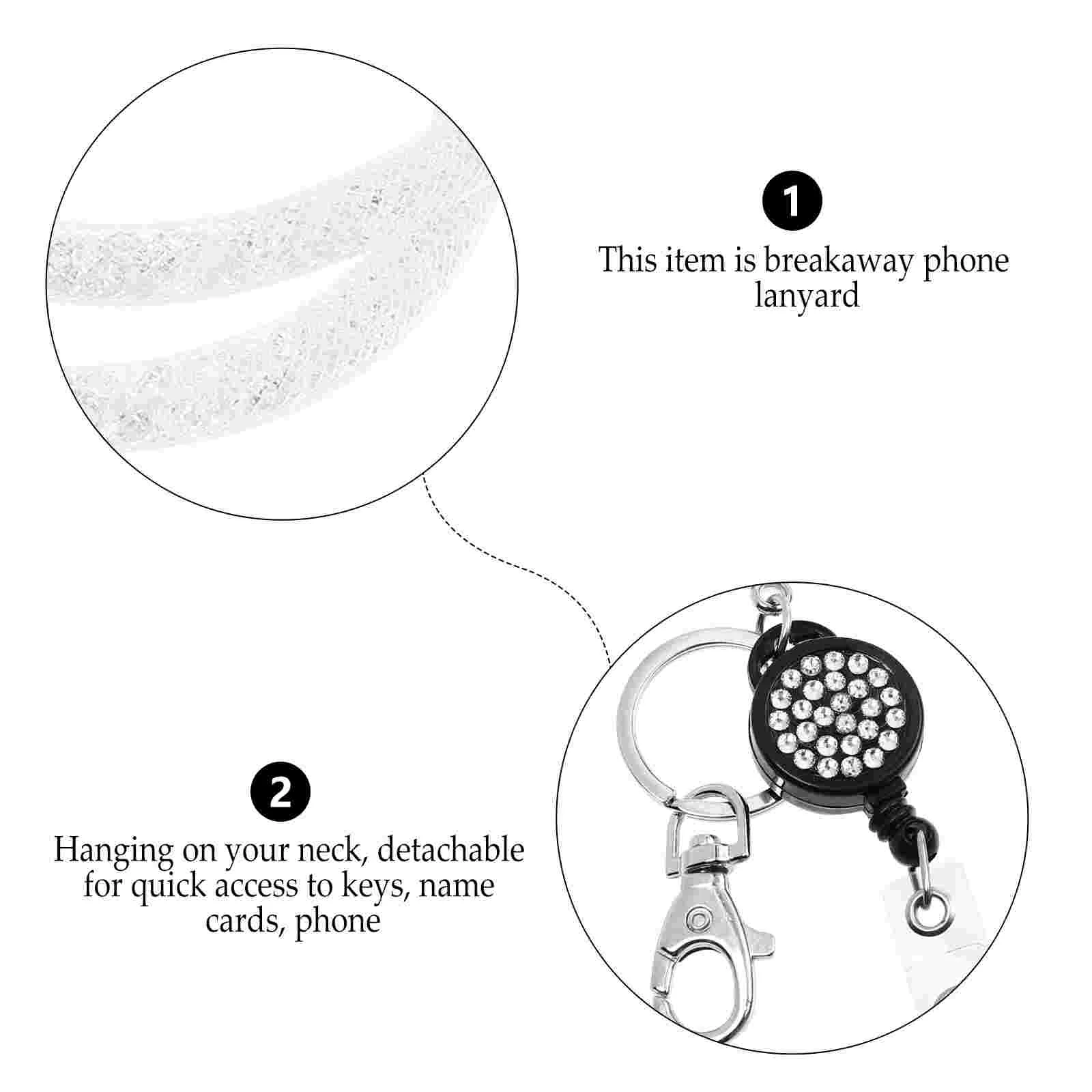 Necklace Lanyard Fishnet Rhinestone Phone Work Permit Card Wallet Keychain ID Lanyards for Men