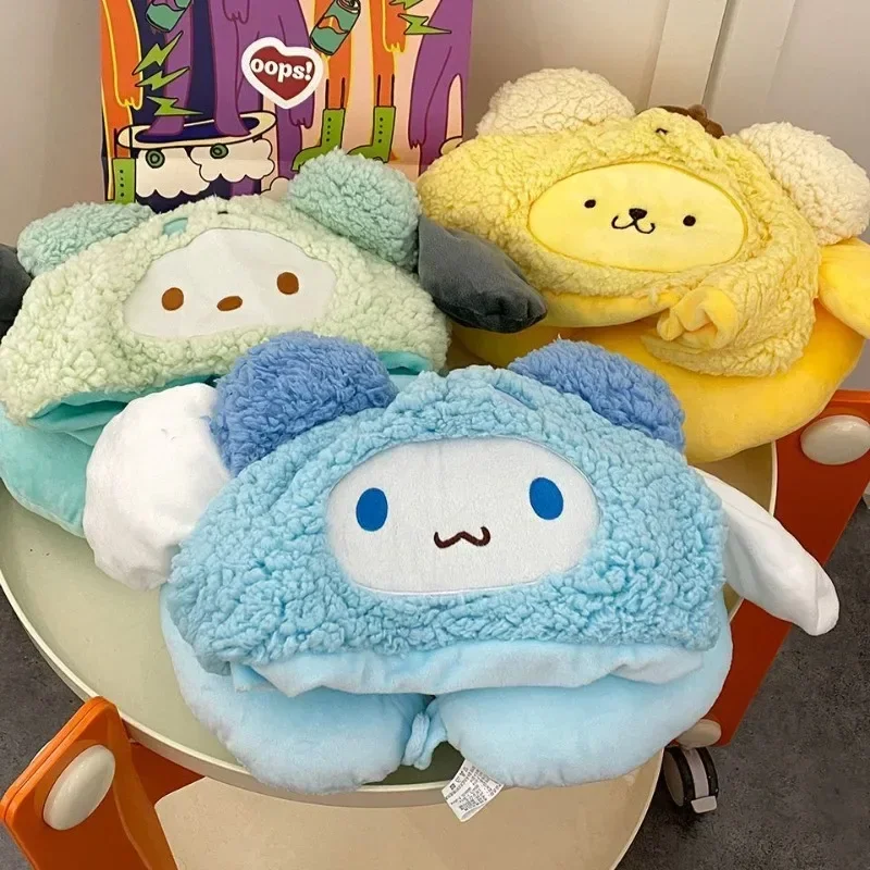 Cinnamoroll minha melodia anime kawaii moda ins pescoço travesseiro bonito dos desenhos animados pochacco viagem com capuz escritório nap travesseiro presentes para crianças