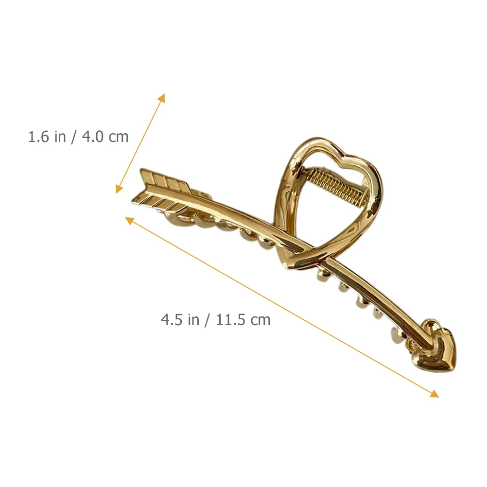 

Arrow Through Heart Hair Claw Clip 1PCS Golden Non for Curly Straight Hair Elegant Decorative Accessory Travel