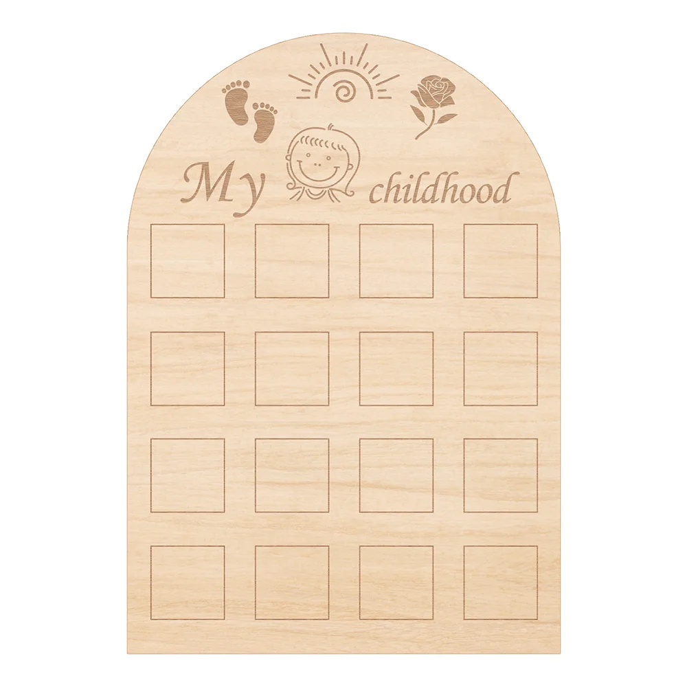 My Childhood Photo Display Wood Board Milestone Memories Pictures - Ideal for Baby Showers, Birthdays, and Keepsake Gifts