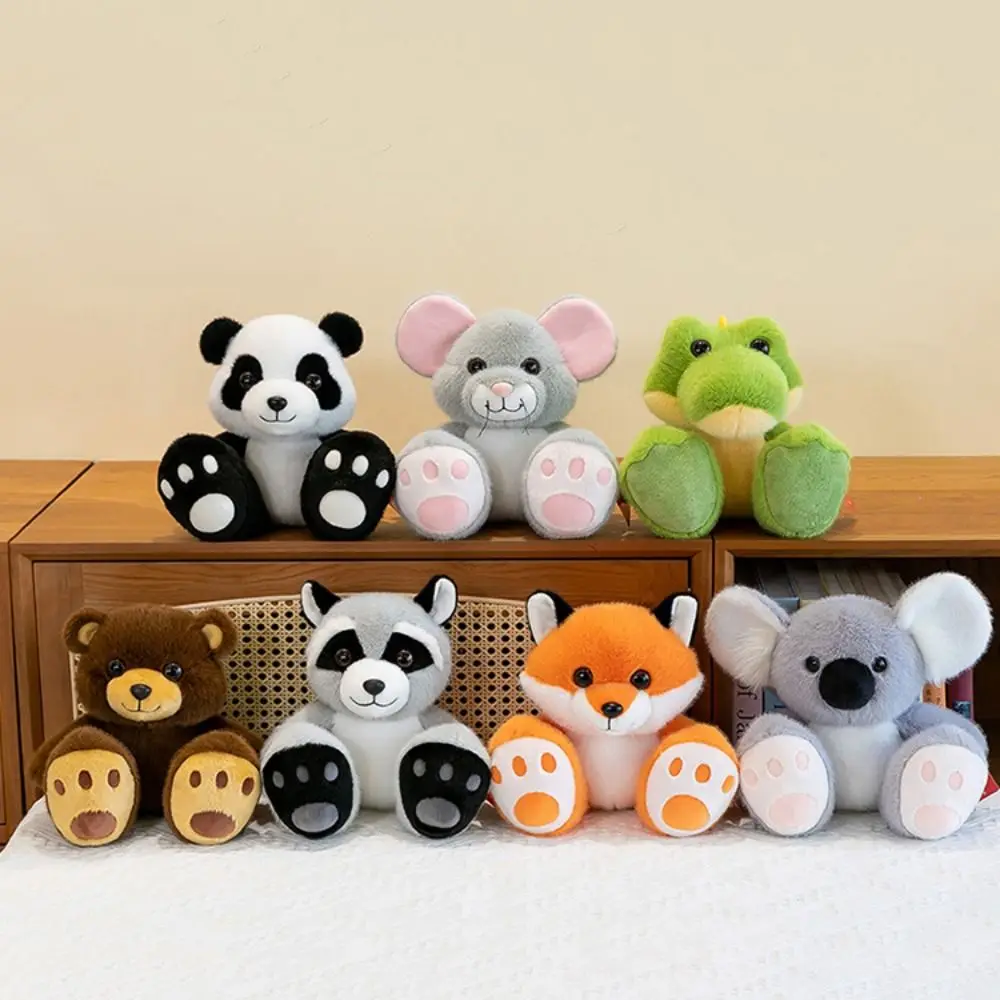 Zittend dier pluche panda dieren gevulde pop wasbeer koala dieren knuffel cartoon zachte kikker pluche pop vrienden