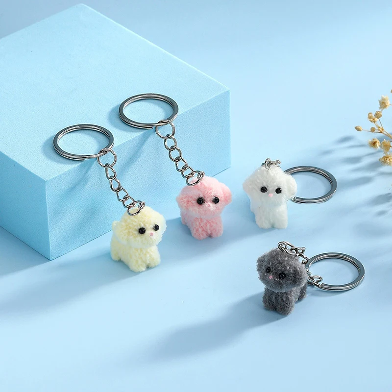 Cartoon Puppy Keychains Cute Dog Pendant Keyring For Women Girls Earphone Case Charm Backpack Decoration Accessories Gifts