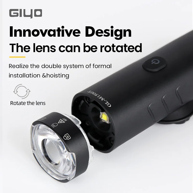 Giyo 900-1500 LM Bike Light 4000mAh German-gauge OSRAM Lamp Bead Anti Glare Bicycle Front Lighting Rotating Lens IP66 Waterproof