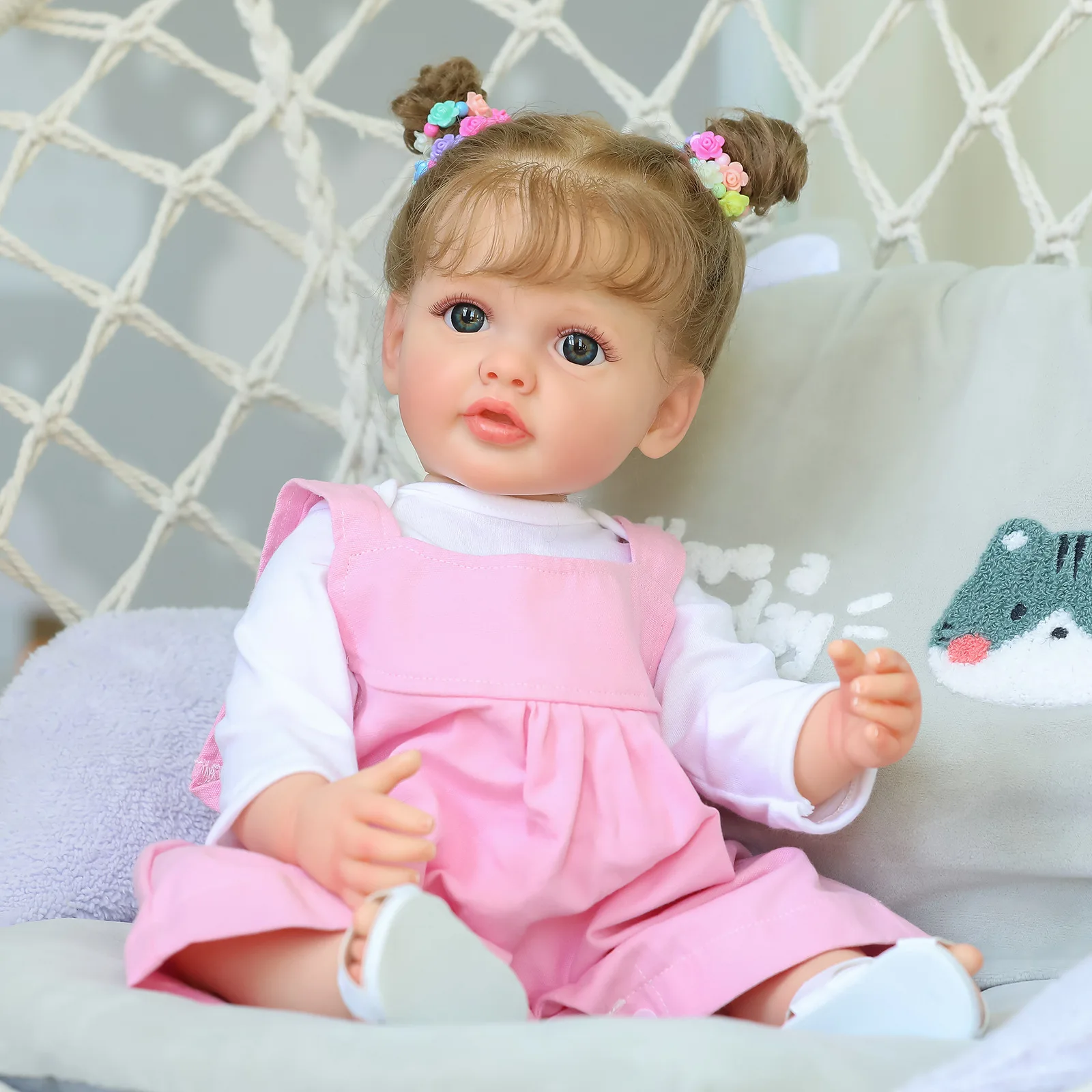 

Finished Bebe Reborn Doll 55CM Reborn Baby Full Body Soft Silicone Real Touch Doll Hand Painted 3D Skin Rooted Hair Gifts Child