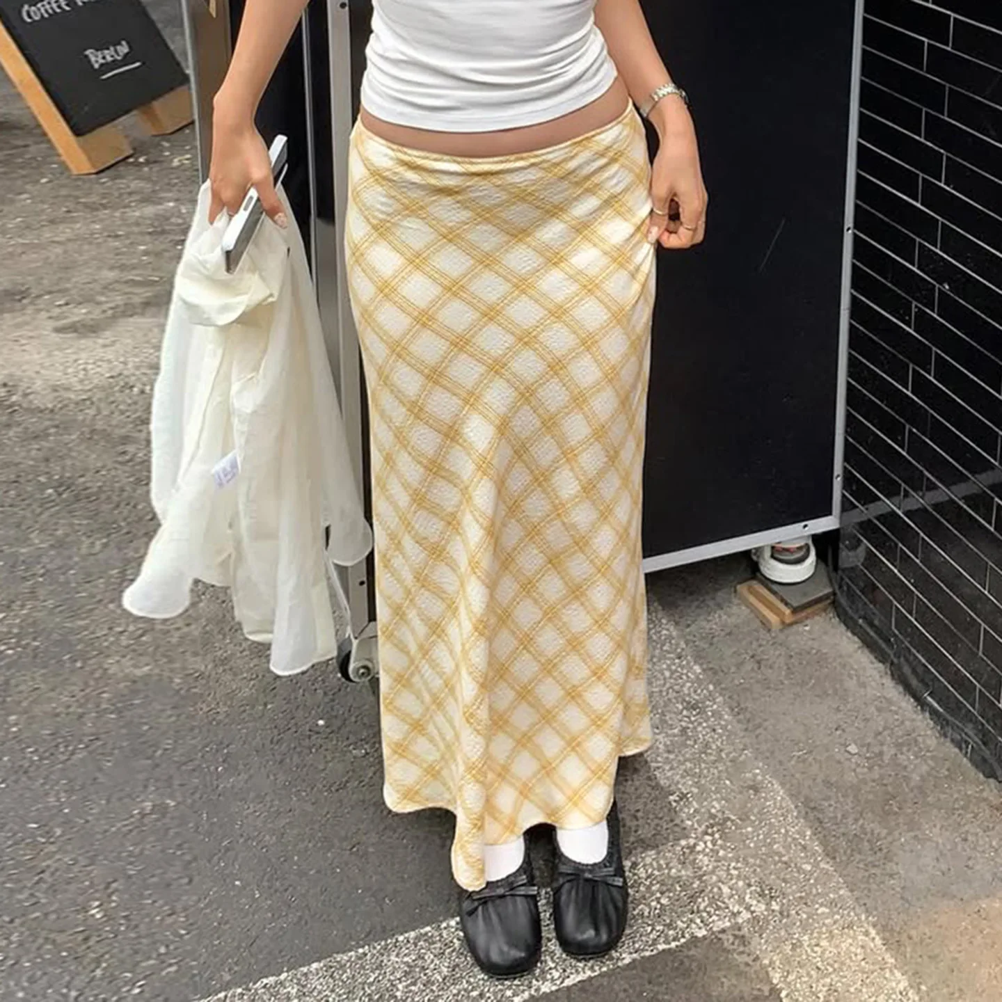 

American spice girl style striped skirt summer new street personality low waist slim fishtail hip skirt long skirt female