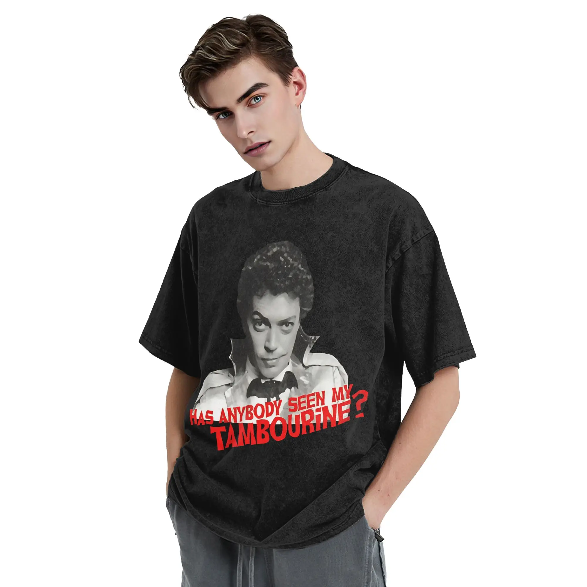 Anything Can Happen On Halloween Washed T Shirts Vintage T-Shirts Tim Curry Tees Tops Men Women 100% Cotton High Street Graphic