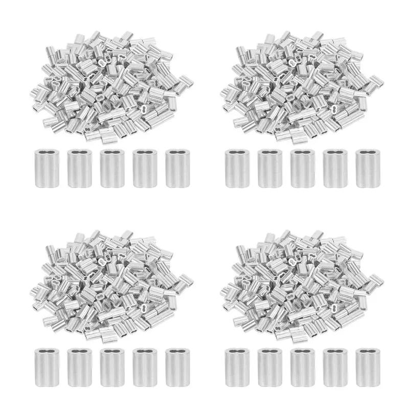 B84B-800PCS 1/16 Inch Cable Ferrule Set Aluminum Alloy Crimping Loop Sleeve For Wire Rope