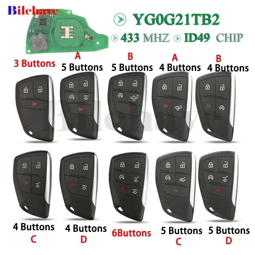

Jingyuqin 433 МГц ID49 PN: 13548441/YG0G21TB2 Дистанционный ключ от автомобиля для Buick Envision Chevrolet GMC Yukon 2021-2022 Замена входа