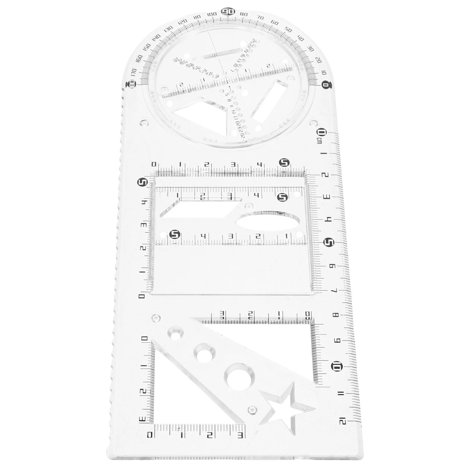 

1Set Geometric Drawing Ruler Plastic Multi-Functional Drawing Template for Students Architects Engineering Drafting Measurement