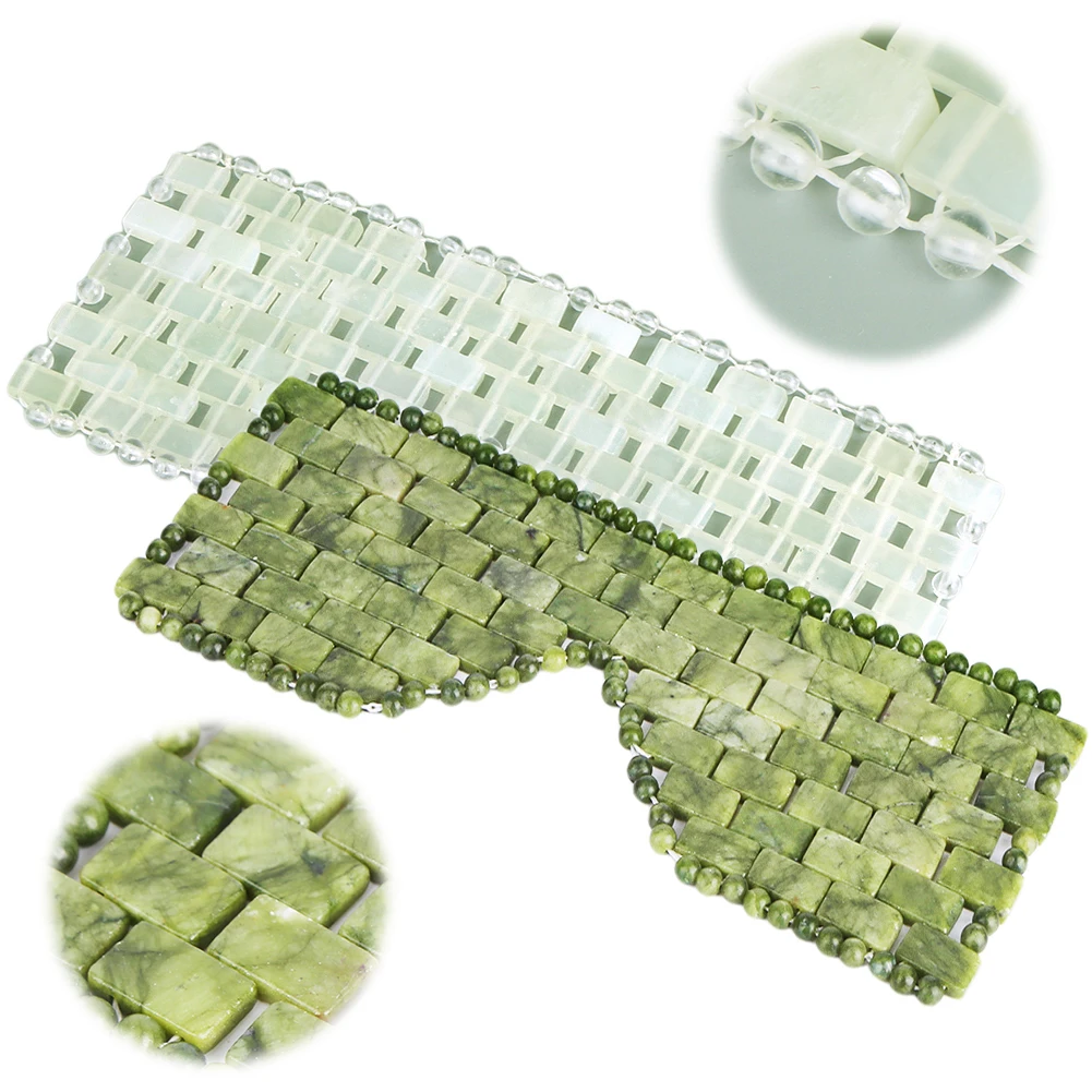 

Jade Eye Mask Facial Cooling Mask Alleviate Puffiness Jade Stone Eye Cover 100% Real Jade Stone Beads for Hot & Cold Therapy