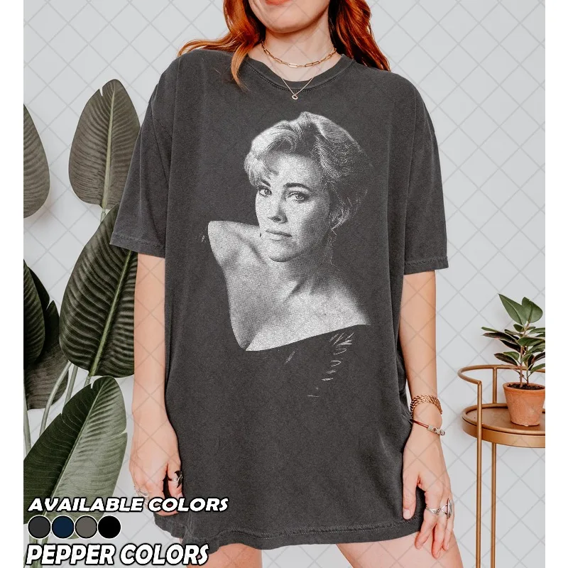 Black Monochrome Elegant Short Hair Lady Portrait Graphic T Shirt Minimal Retro Oversized Short Sleeve Unisex Tops