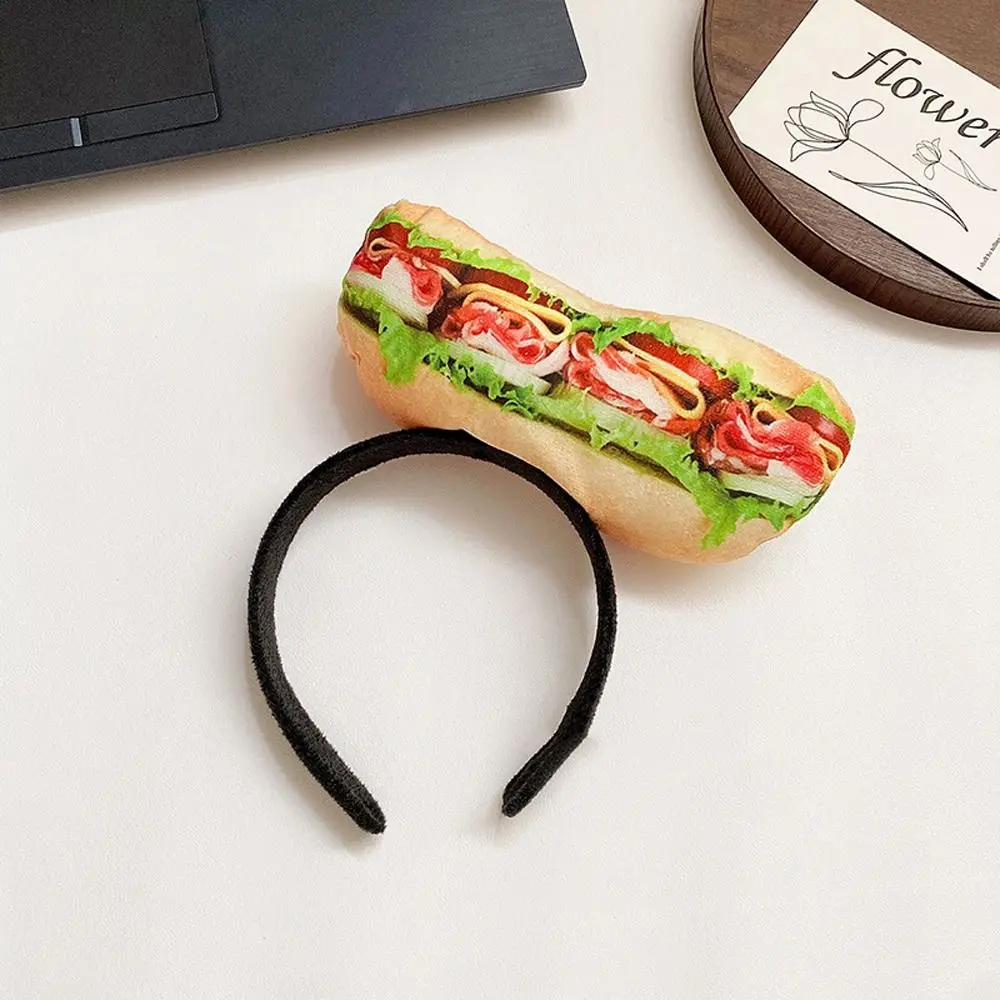 Diadema de moda con diseño de comida simulada: fresa, hueso, hamburguesa, hotdog, ala de pollo, estilo coreano, para fiesta
