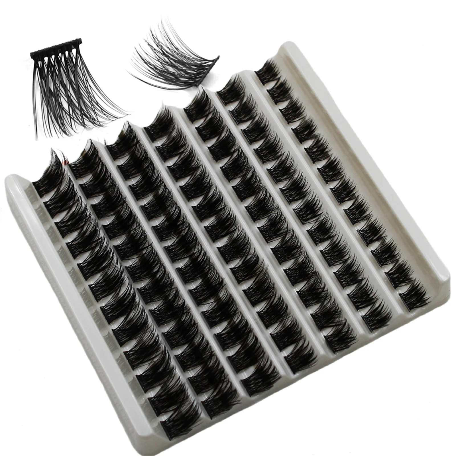 2Boxes/168pcs Clusters Curl DIY Lash Extension Wide Stem Lash Clusters Mixed Length Cluster Lashes Reusable Eyelash Extension