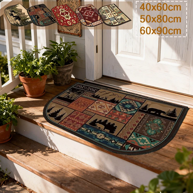 

2026 New 2D Simulated Crystal Fleece Semicircular Mat-Machine Washable, Ideal for Bedroom,Living Room,Study,Balcony,Game Room