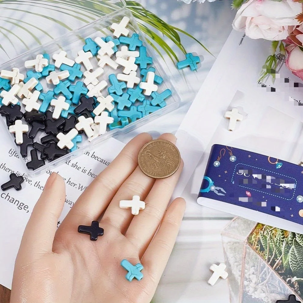 6/18/36pcs Multi-color Artificial Turquoise Cross Beads, Used for DIY Accessories, Christmas and Halloween Gift Accessories