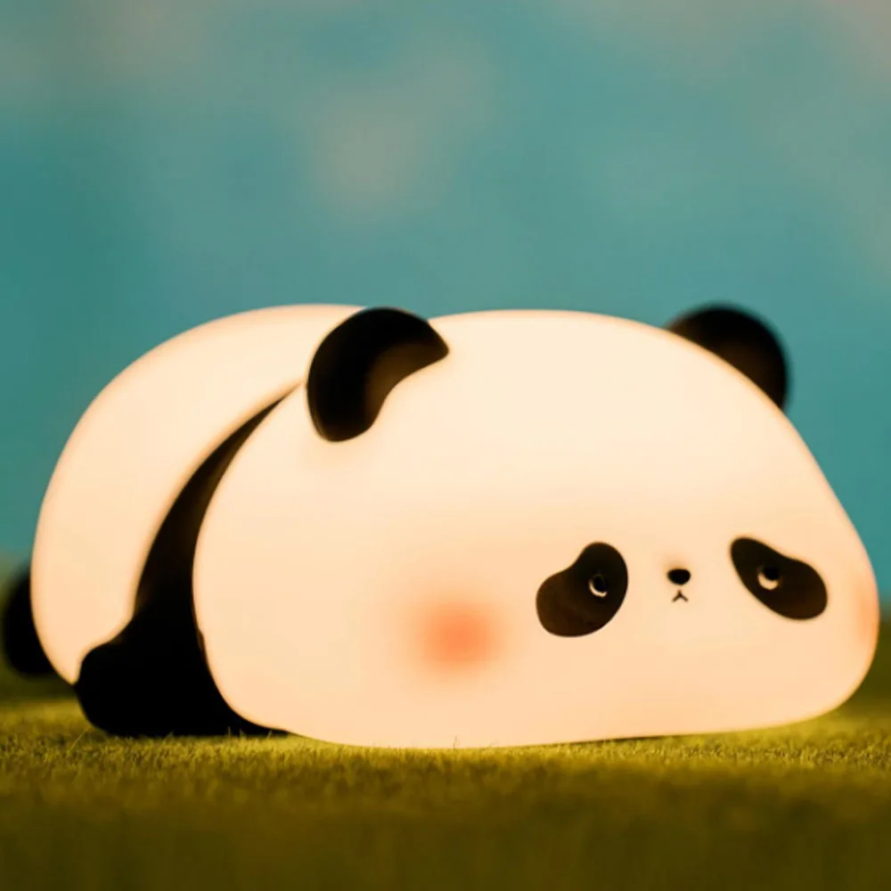 Panda LED Night Light Cute Silicone Night Light USB Rechargeable Touch Night Lamp Bedroom Timing Lamp Decoration Children's Gift