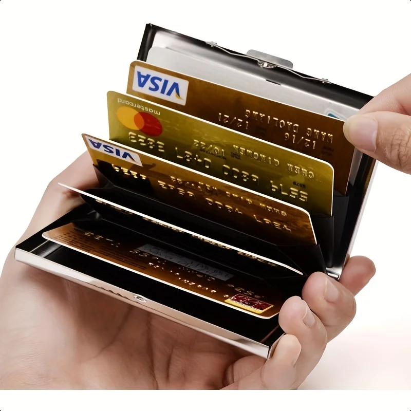 RFID Credit Card Holder, Metal Credit Card Wallet with 6 or 10 Slots Blocking Protector for Men and Women's Safety Purse image 4