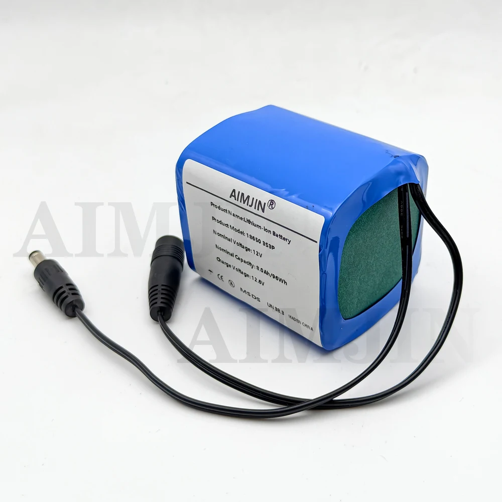 

DC 12.6V rechargeable battery 12V 8.0Ah 3s3p battery pack 18650 lithium ion 12V 8000mAh
