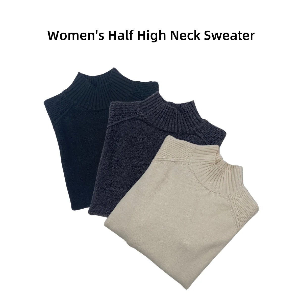 Maglione a collo alto stile urbano Moda e tempo libero da donna Pullover in maglia a maniche lunghe Autunno Inverno Maglieria calda a collo alto