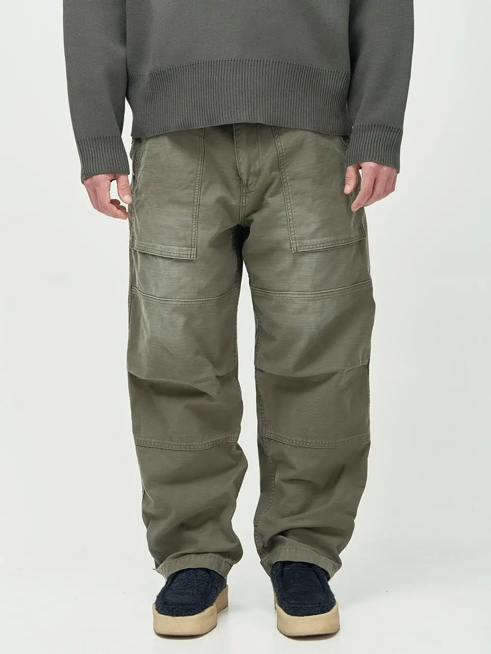 

MIDUPDATE 24AW Мужские повседневные брюки из японского плотного сатина с эффектом состаривания и окрашивания Azutetsu, винтажные, устойчивые к выцветанию