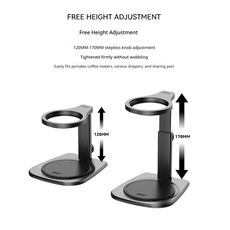 CERA SD02 Portable Pour Over Coffee Stand Adjustable Aluminum Non Slip Silicone Dripper Holder For Home Outdoor Coffee Brewing