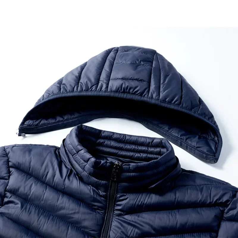 Lightweight Padded Hooded Jacket for Men Long Style Baseball Collar down Jacket Youth Fashion Other Fillings