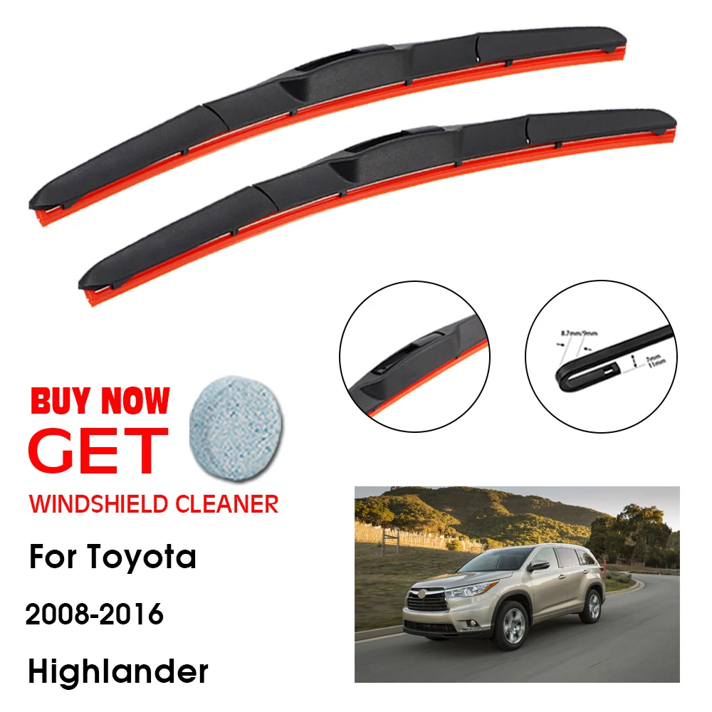 

Car Wiper For Toyota Highlander 26"+20" 2008-2016 Front Window Washer Windscreen Windshield Silica Gel Wiper Blades Accessorie