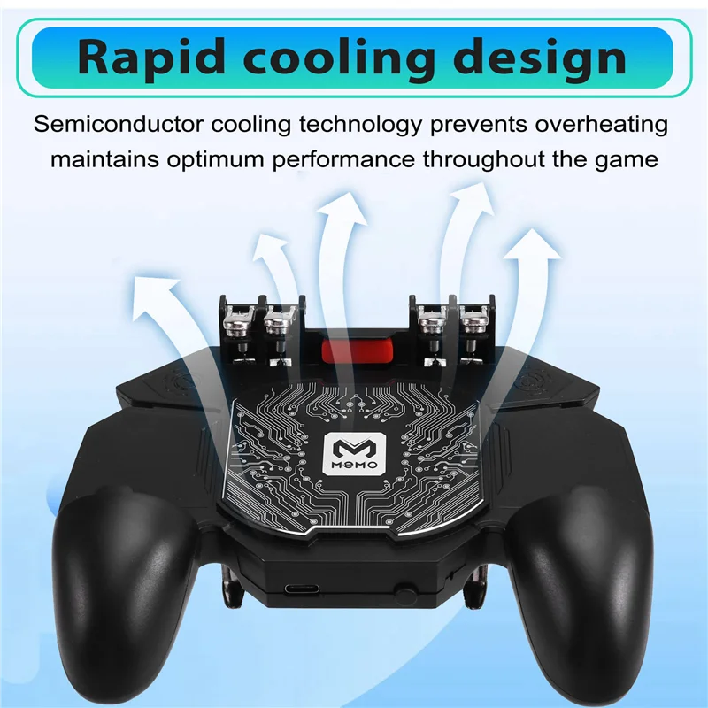 ABKI-MEMO DL100 Wiederaufladbares Kühlspielpad, 6-Finger-Mobil-Gaming-Controller für PUBG Advanced Semiconductor Cooling Technol