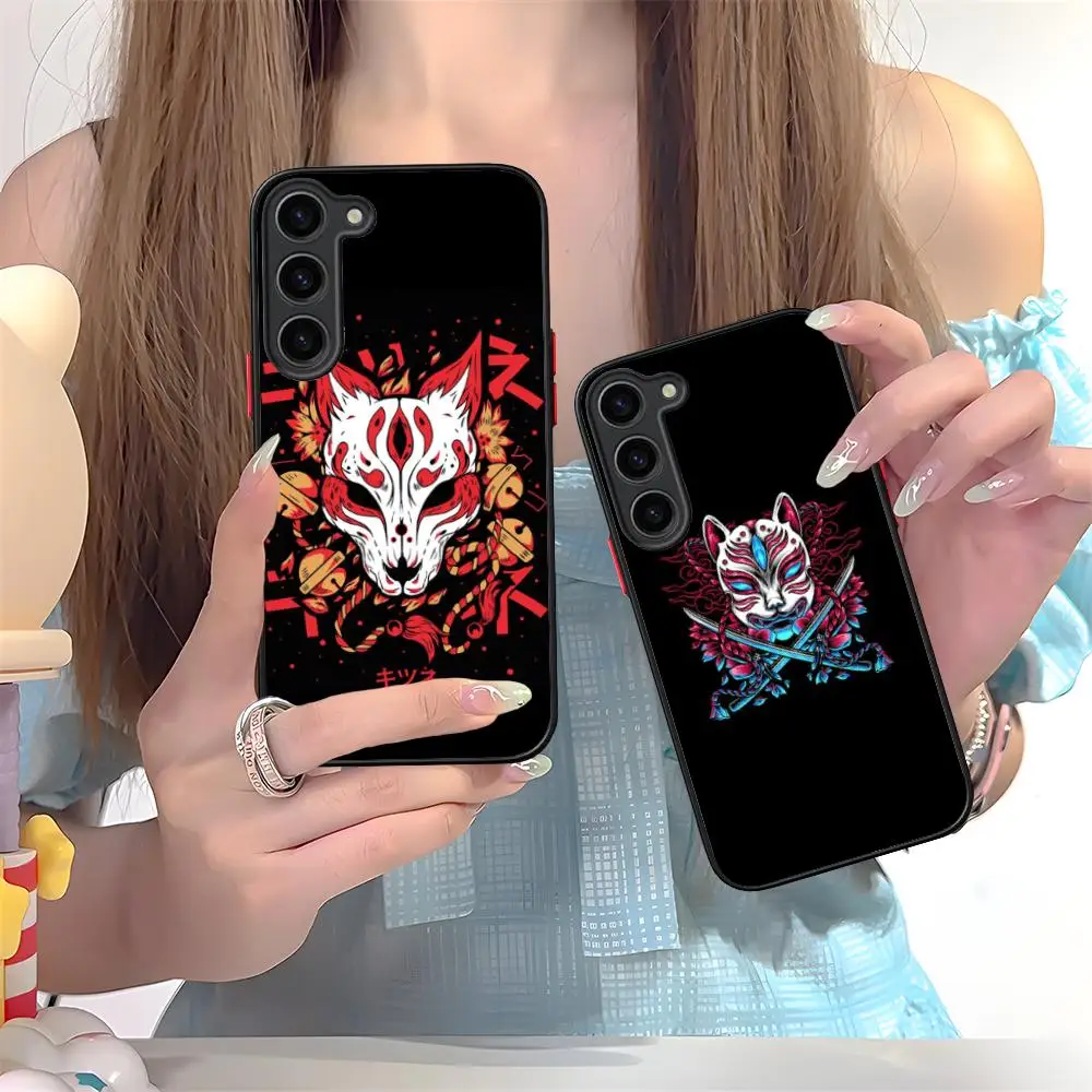 

Kitsune Fox Mask Mobile Phone Case for Samsung Galaxy S25 S24 S23 S22 S21 Plus FE Ultra Colorful Silicone Cover Cellphones Cover