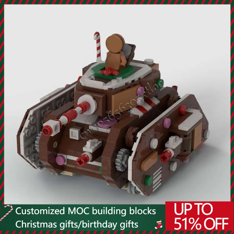 

666 шт. MOC настроить пряничный транспортный танк креативный строительный блок модель детская образовательная сборная игрушка праздничные подарки