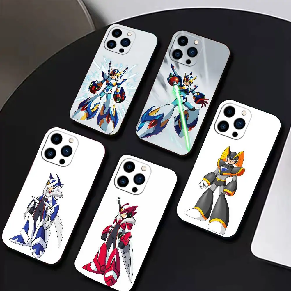 

Anime Mega Man Phone Case For iPhone 16,15,14,13,12,17,Pro Max,Plus Silicone Black Case
