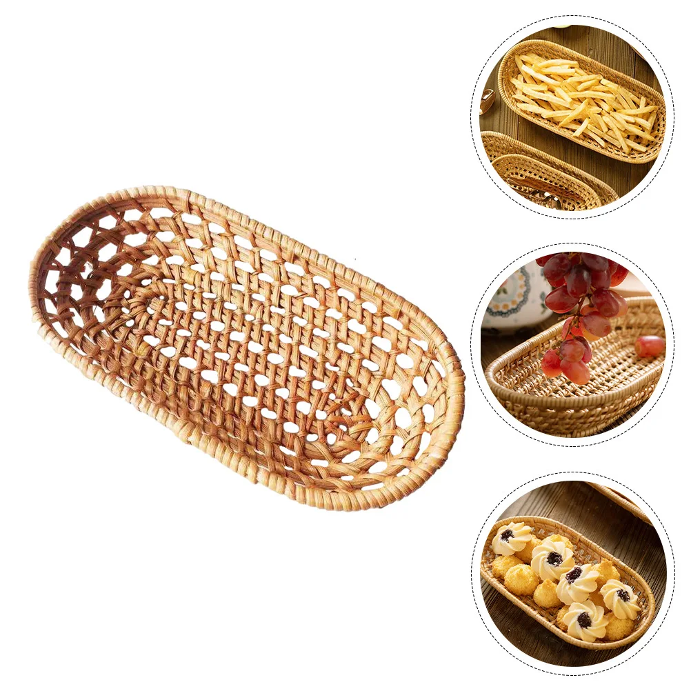 

Chopstick Box Fruit Basket Flower Hand-Woven Desk Baskets for Food Serving Autumn Vines Decorative Floral