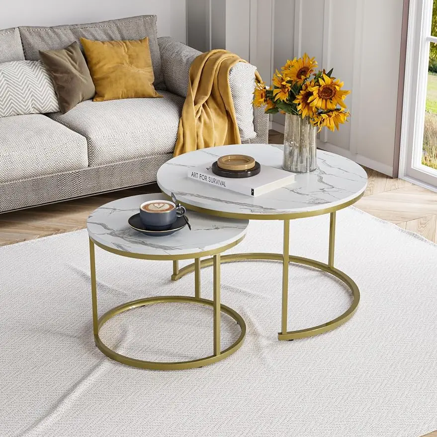 White Nesting Coffee Table Set of 2, 27.6