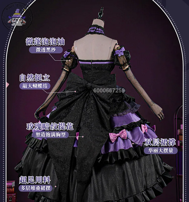 Identity V Bloody Queen Mary Cosplay Costume Halloween Marie New Skin Purple Gothic Lolita Dress Headwear Wig for Women