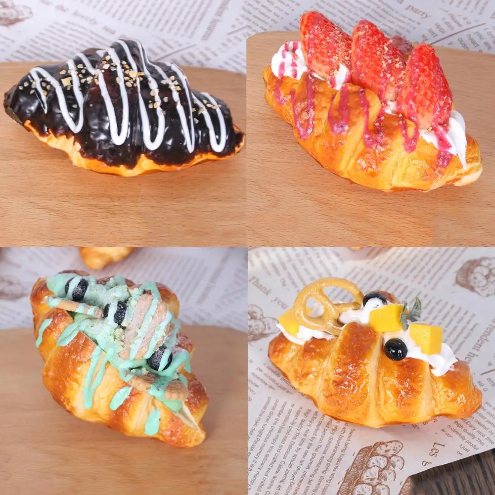 Simular pão squeeze brinquedo artificial croissant sobremesa falso comida decoração bolo modelo mesa de chá decoração brinquedos para aliviar o estresse