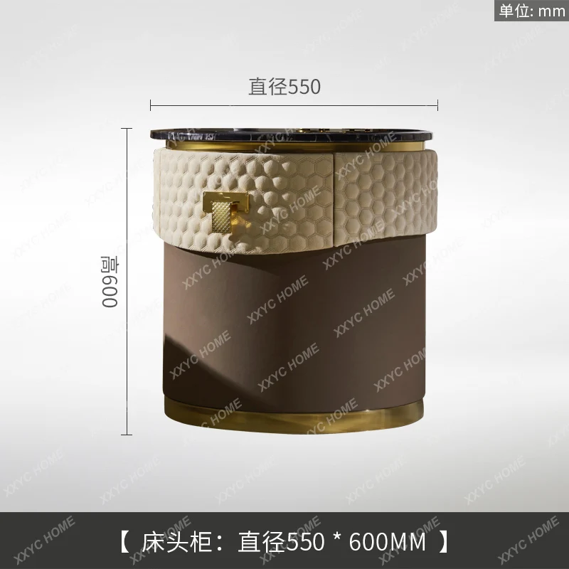 Italian Post-Modern Marble Corner Table Locker High-End Bedside Leather Cabinet