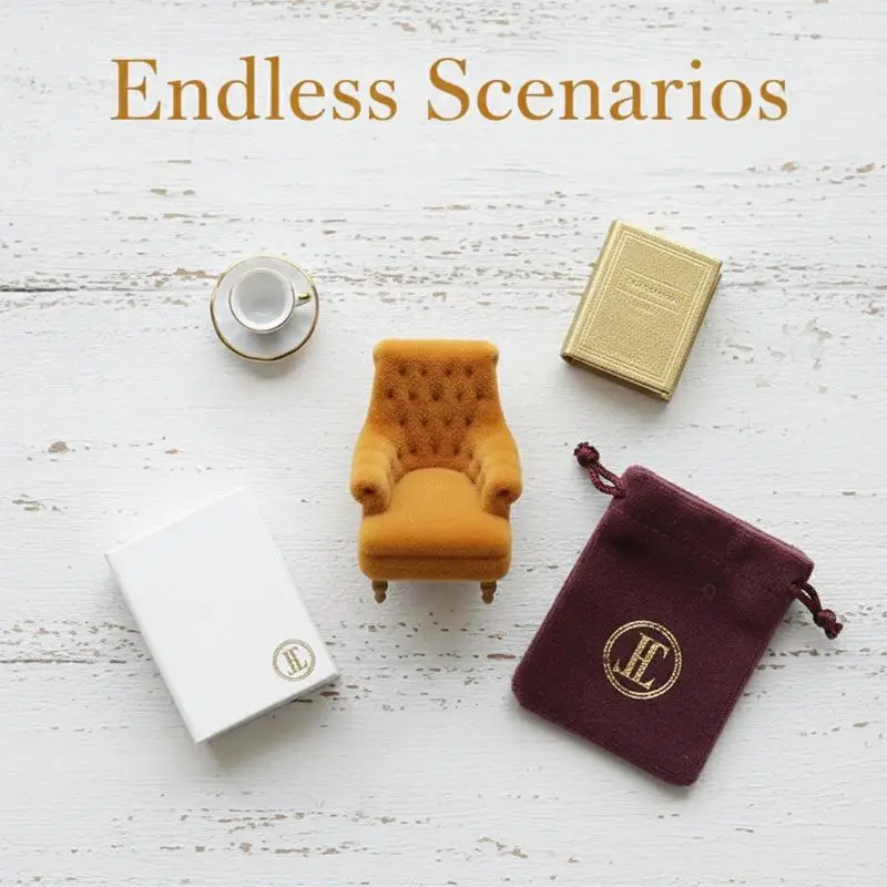 1Pcs Mini Sofa Chair 112 120 125 130 Scale Dollhouse Flocked Armchair for DIY House Scene Decoration