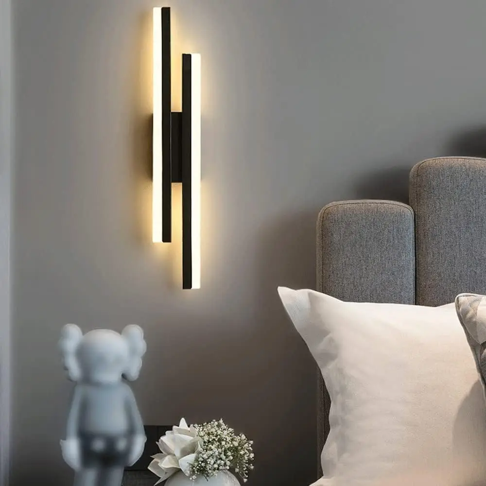 Lámpara de pared LED de alambre, candelabro minimalista moderno de hierro acrílico para dormitorio, sala de estar, pasillo, escalera, estilo escandinavo