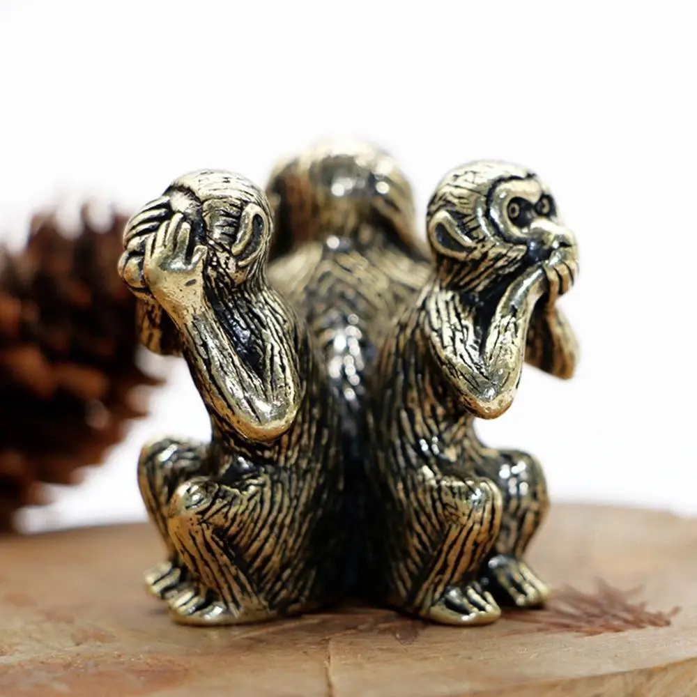 

Hear,No Speak,No See Three Monkeys Feng Shui Copper Antique Crafts Monkey Figurines Wise Monkey Statue Home Decor Car Ornaments