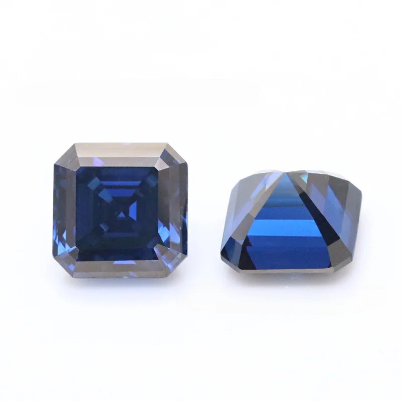 1-3ct Royal Blue Color VVS1 Asscher Cut Moissanite Loose Stone Real Tower Moissanite Diamond Bead Pass Tester for Diy Jewelry