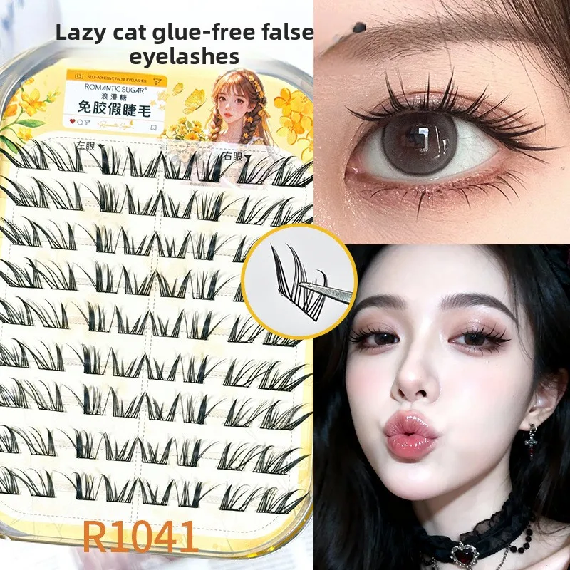 Klebefreie & Aufklebbare Fox-Eye-Wimpern, Natürliche, Wispy, Geschwungene Wimpern ohne Klebstoff, Flügelwimpern für Ober- und Unterwimpern, Künstliche Wimpern – Detail 1