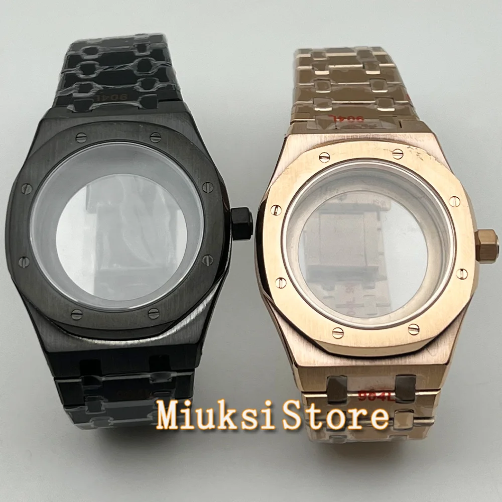 41mm Watch Case silver rosegold black Stainless Steel Sapphire Glass fit NH35 NH36 ETA2824 PT5000 ST2130 Automatic Movement image 2