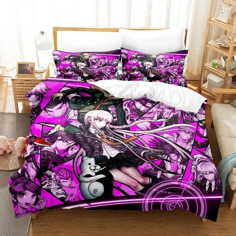 

Fashion Anime Danganronpa Bedding Set Duvet Cover Comforter Bed Set Quilt Cover Pillowcase King Queen Twin Size Boys Girls Adult