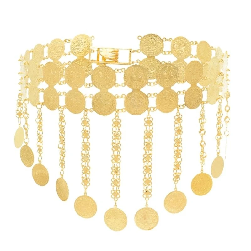 

Стильная регулируемая длина двойная монета и кисточки для танцевальных пояса